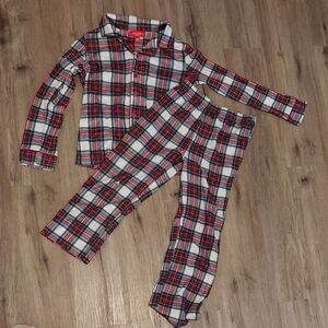 Family Pajamas Kids Plaid Set - Red, Black, and White